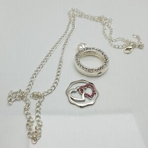 Memory Necklace Locket Rhinestone Heart